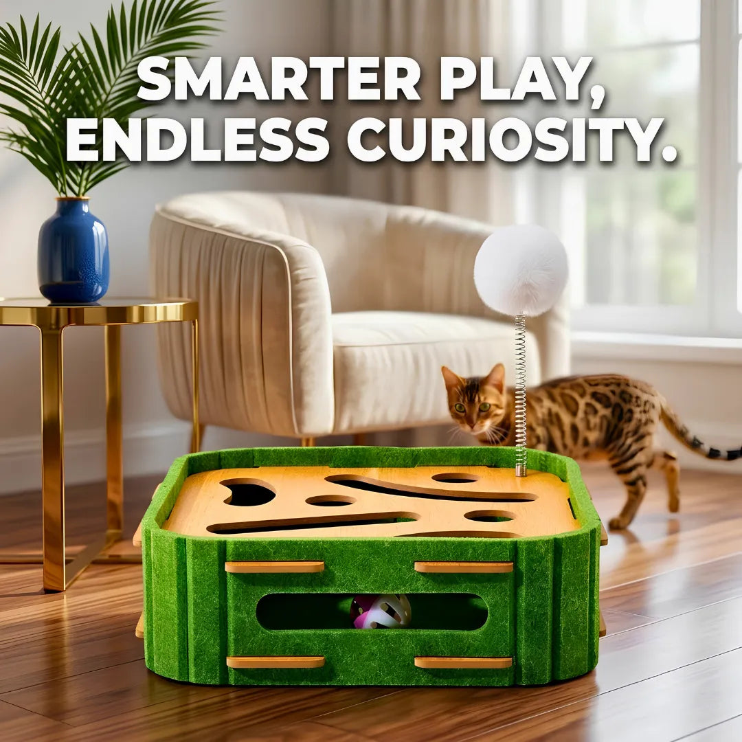 cat mental stimulation toy wood