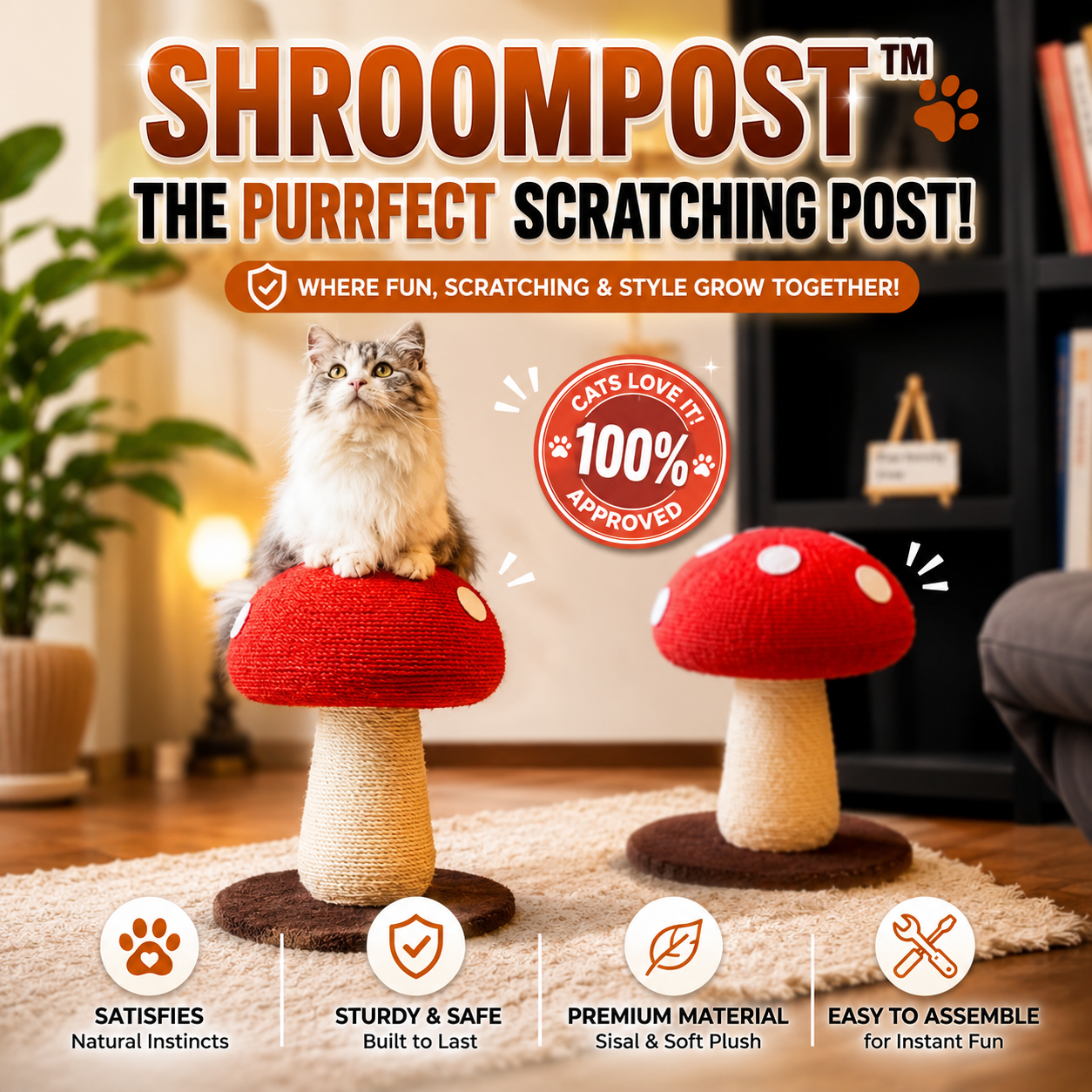 Aesthetic fairycore mushroom cat tree