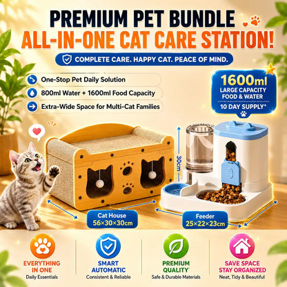 All in one luxury wooden cat furniture combo