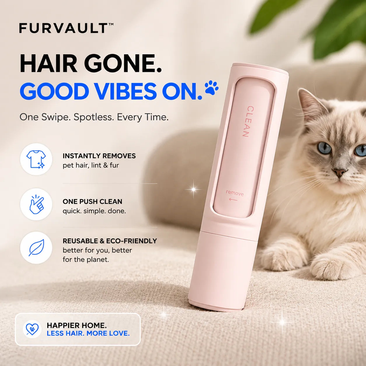 FurVault™ Self-Cleaning Pet Hair Remover