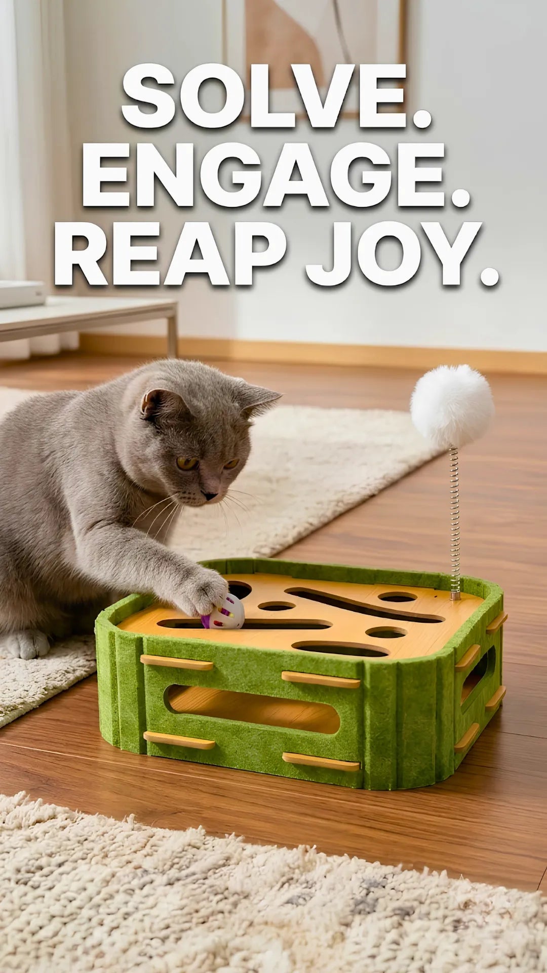 cat mental stimulation toy wood