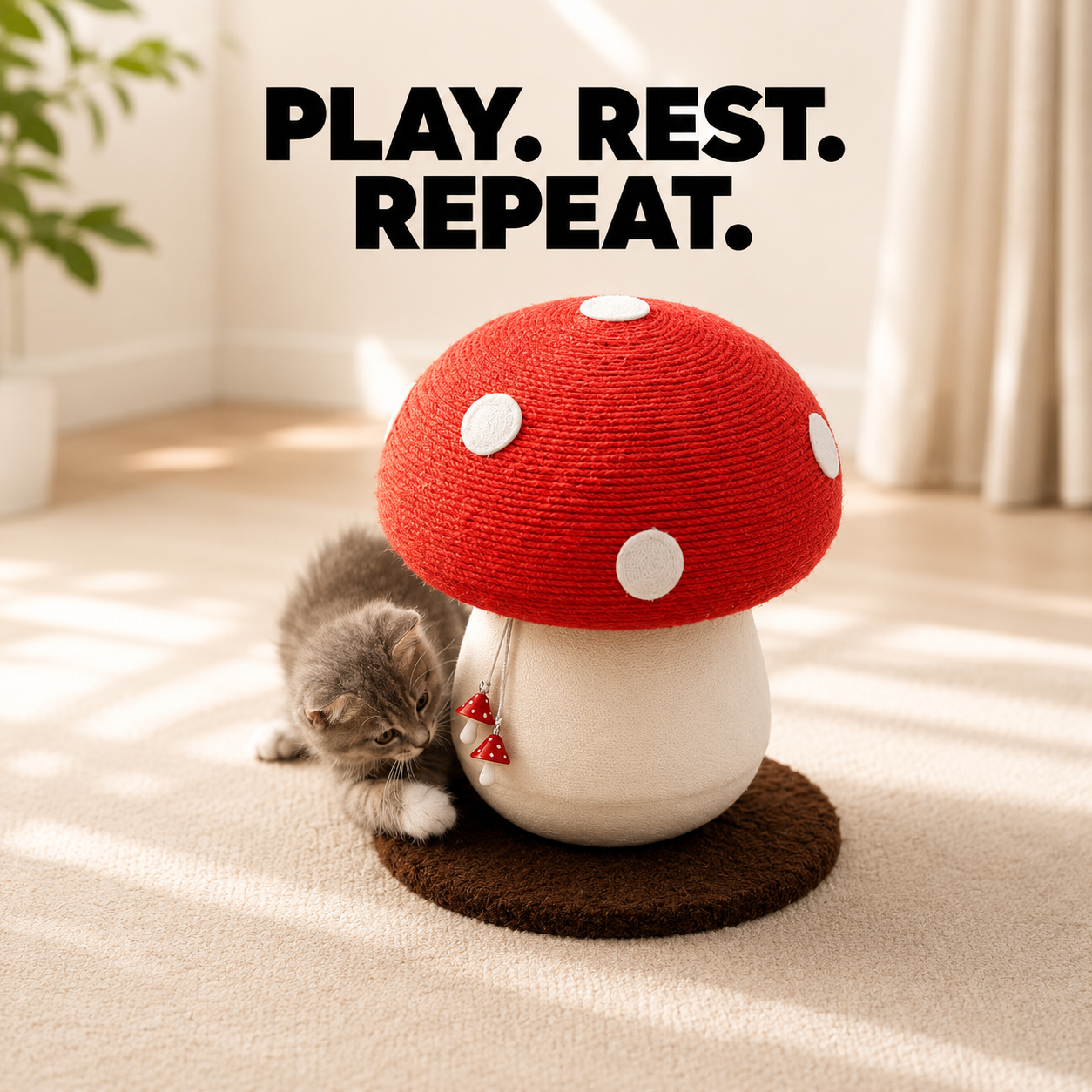Cute cottagecore mushroom pet scratching post