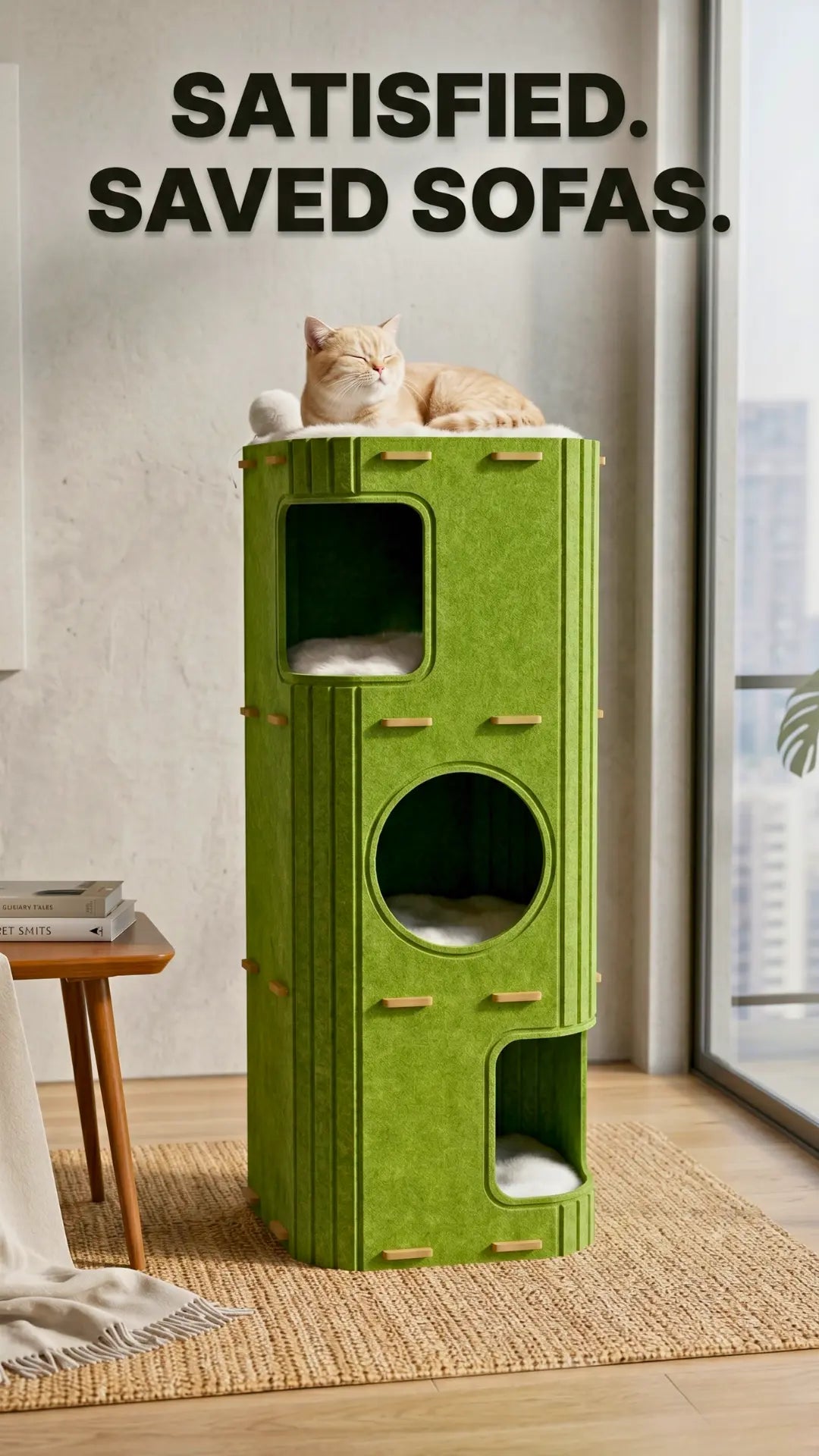 Detachable vertical felt cat scratching tower