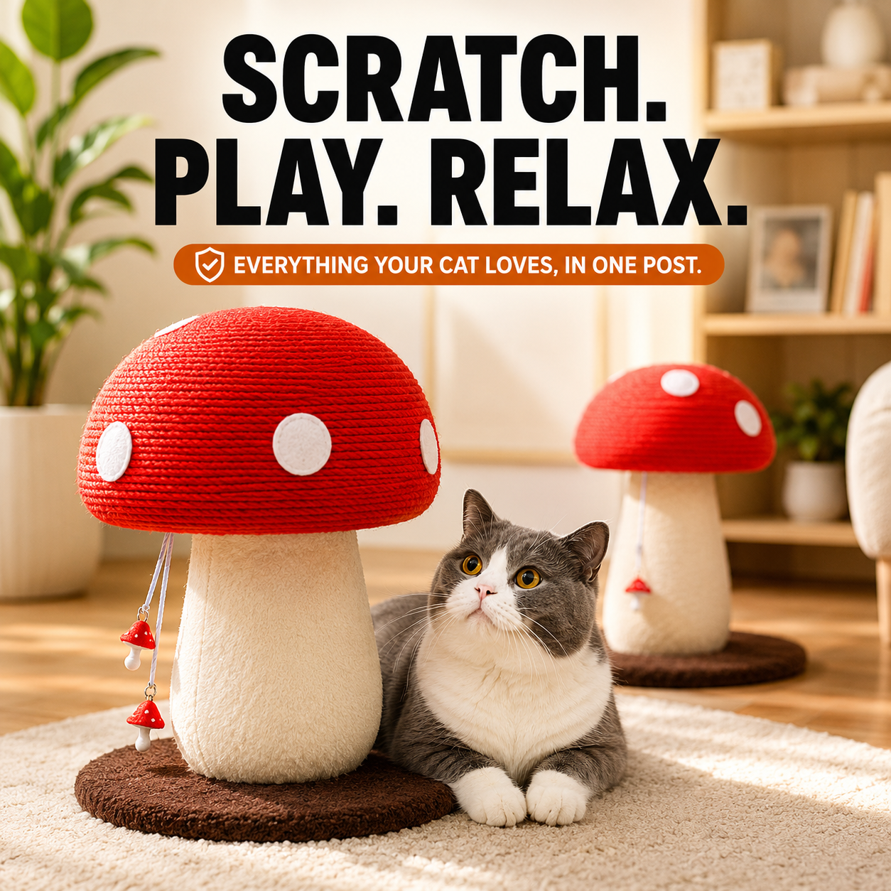 Felt and sisal mushroom cat condo tower