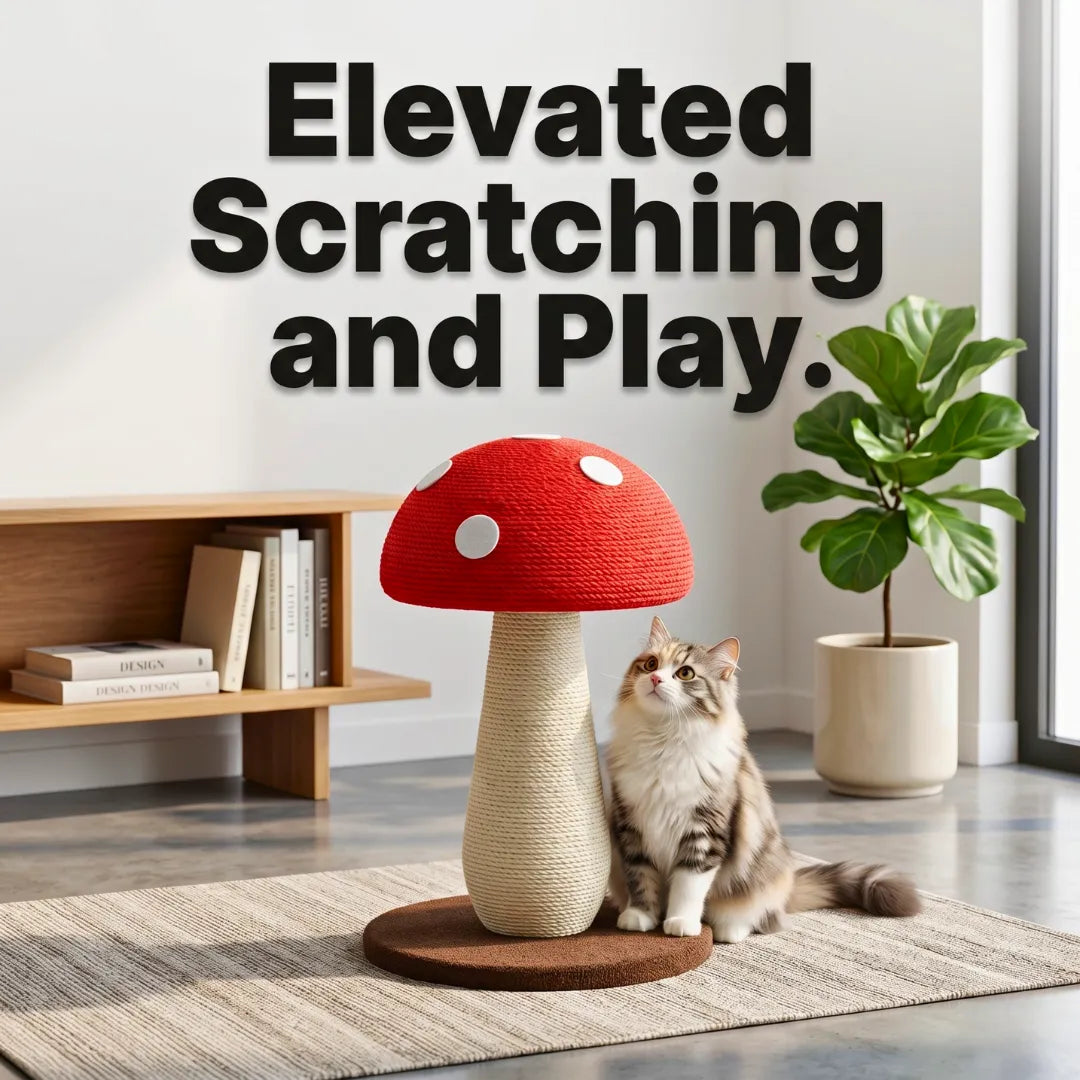Handmade mushroom cat scratching post