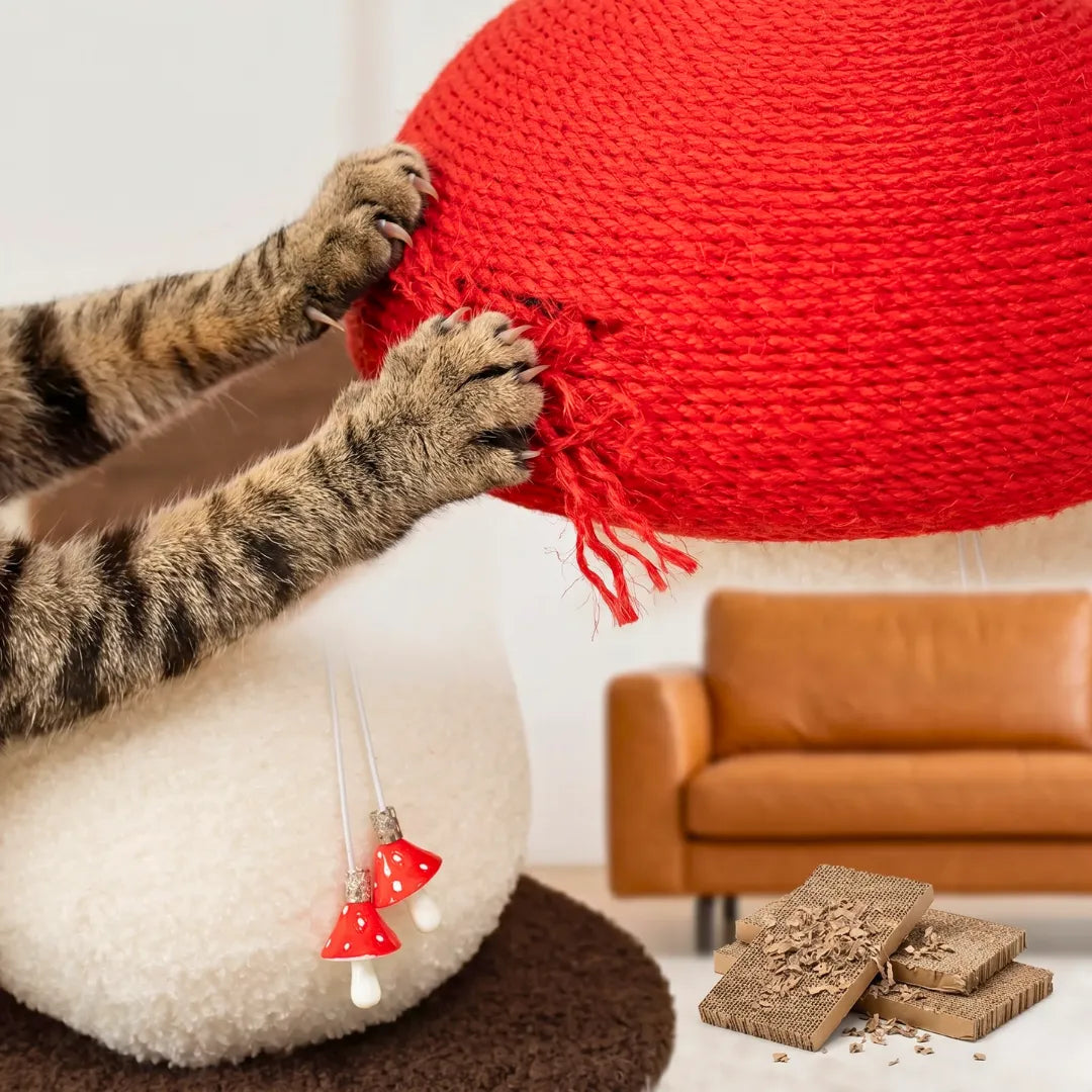 Handmade mushroom cat scratching post