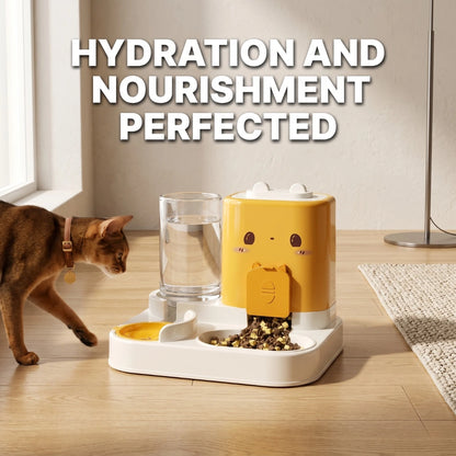 Meow ear integrated feeder and water dispenser