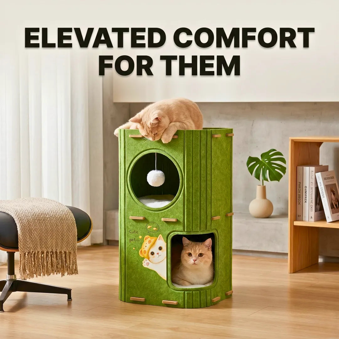 Multi layer felt cat condo nesting box