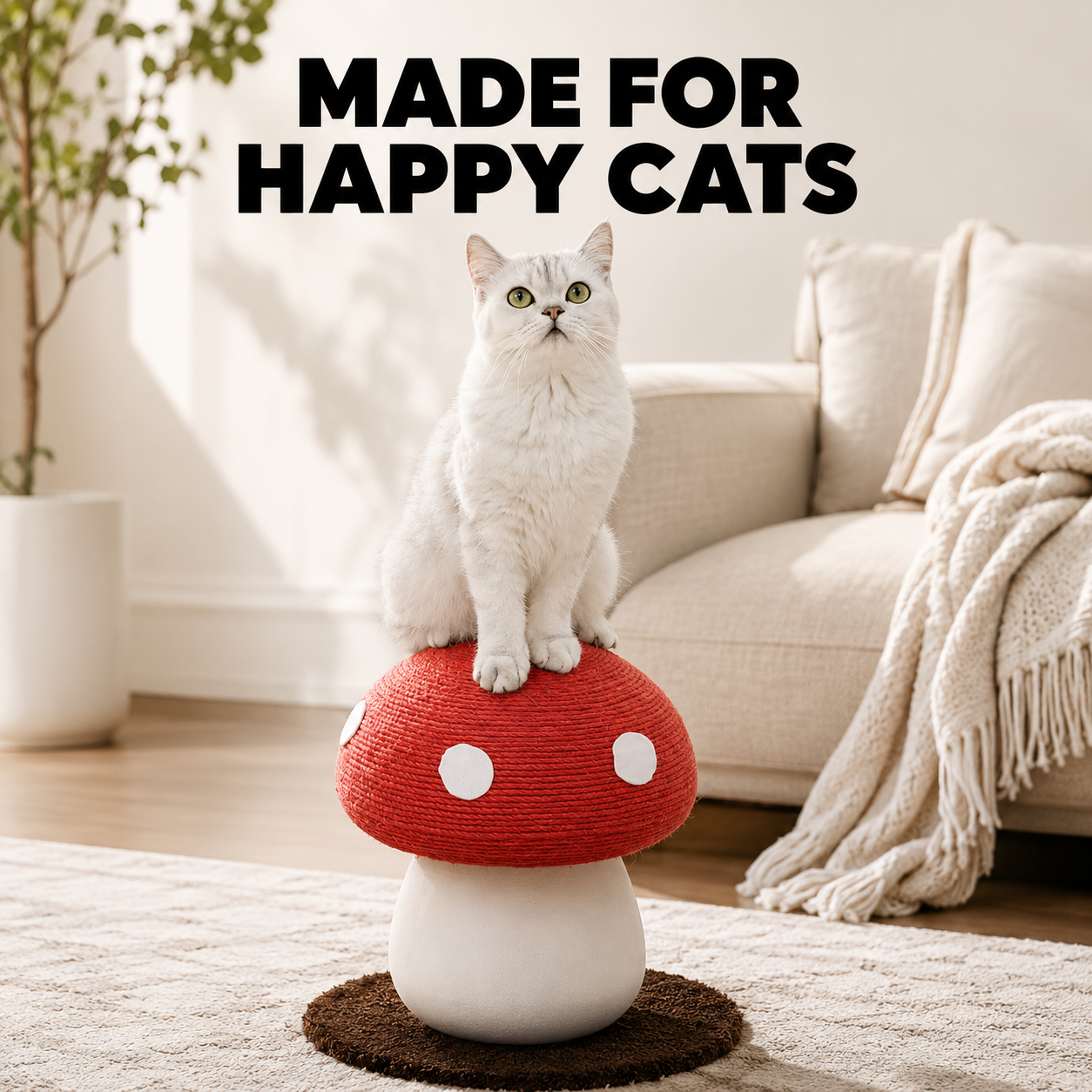 Sisal rope mushroom cat scratcher PVC