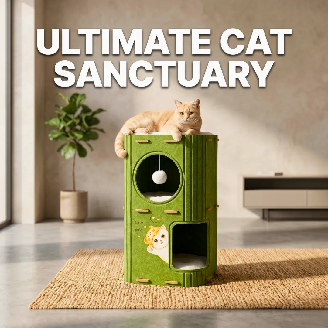 Vertical Cat Scratcher Tower With Multiple Hideaway Nests