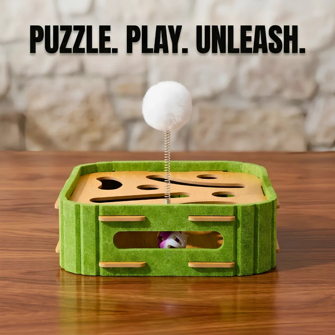 cat mental stimulation toy wood