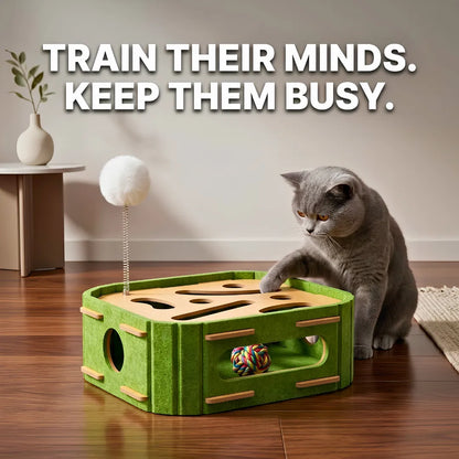 cat mental stimulation toy wood
