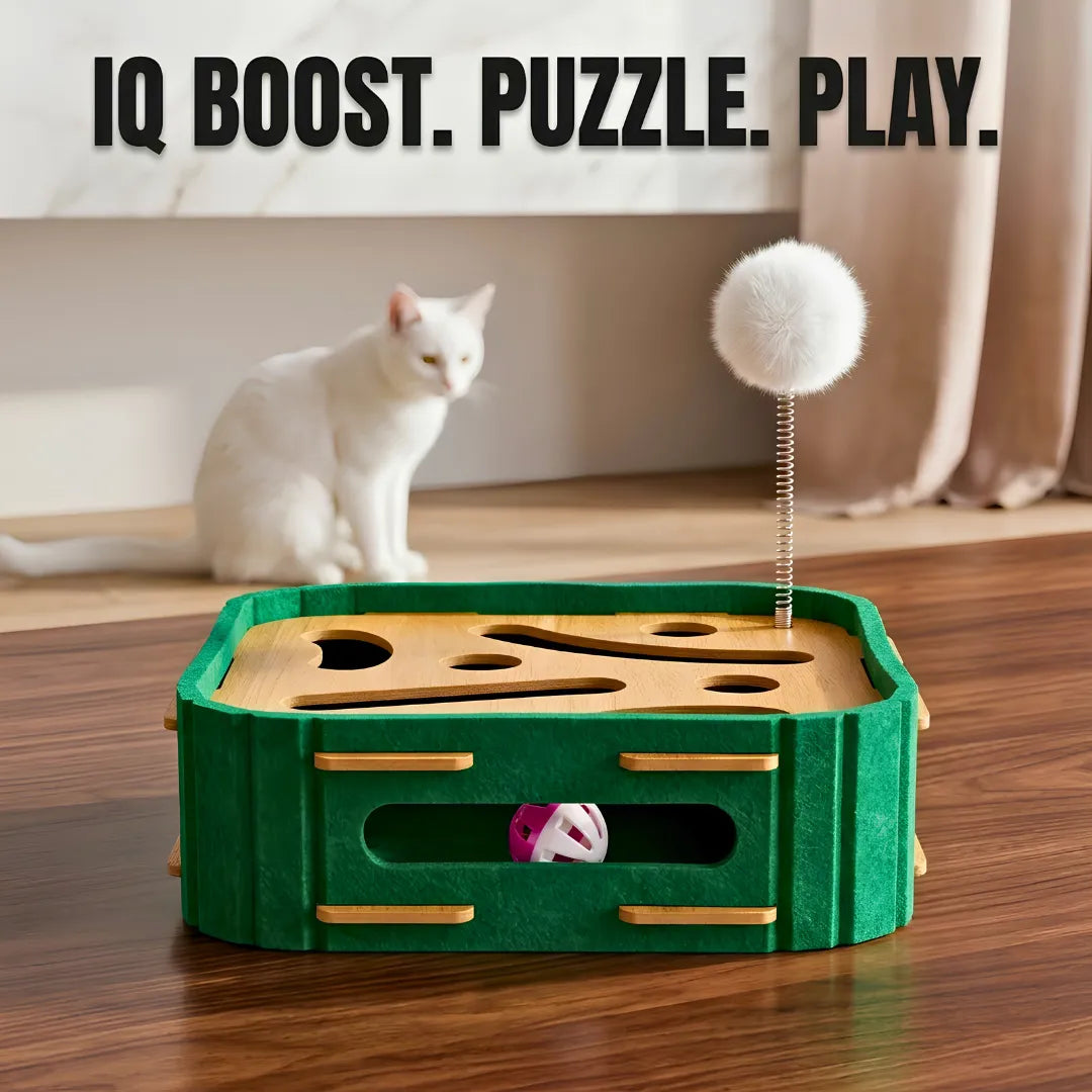 cat mental stimulation toy wood